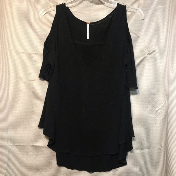 Free People Bittersweet Black Cold Shoulder Tee S - Picture 2 of 5